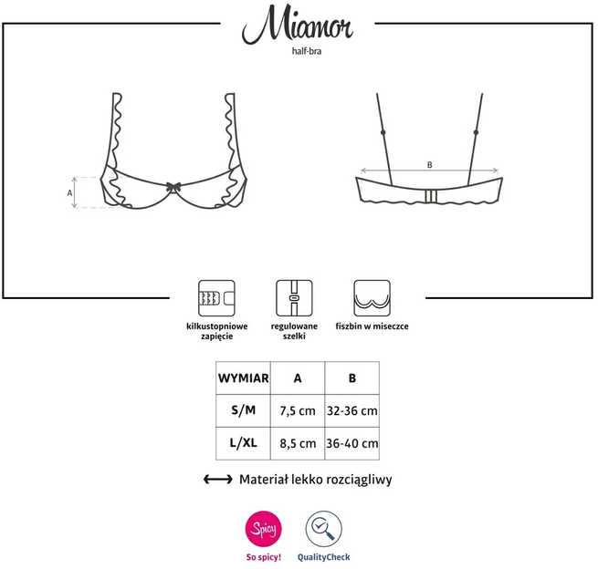 Obsessive - Miamor Half-Bra Juodas S/M atvira liemenėlė