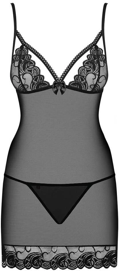 Obsessive - Wonderia chemise & thong juodas L/XL