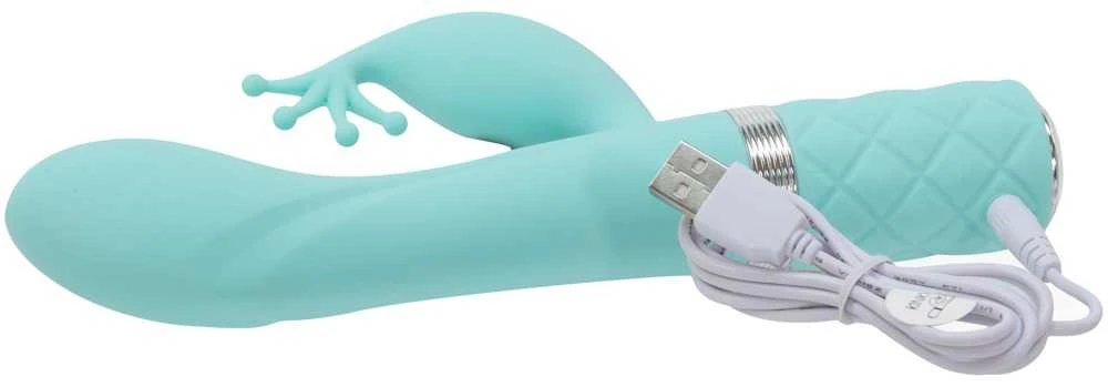 „Pillow Talk“ – „Kinky Rabbit“ ir „G-Spot“ vibratoriaus žalsvai mėlyna spalva