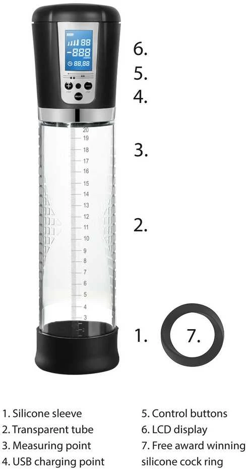Pumped by Shots Aukščiausios kokybės įkraunamas automatinis LCD siurblys