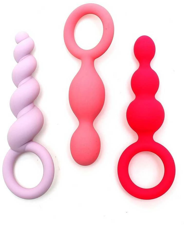 „Satisfyer“ – įvairių spalvų užpakaliukų kamštukai