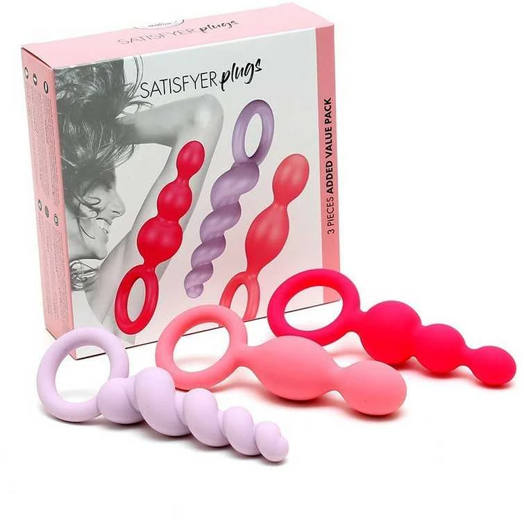 „Satisfyer“ – įvairių spalvų užpakaliukų kamštukai