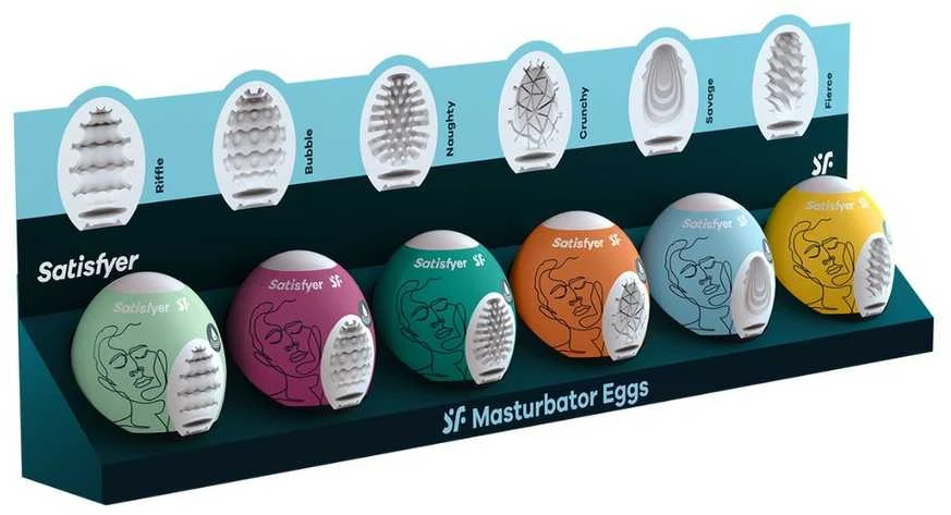 „Satisfyer SATISFYER_SET“ masturbatoriaus kiaušiniai „Riffle + Bubble + Fierce + Naughty + Crunchy + Savage“