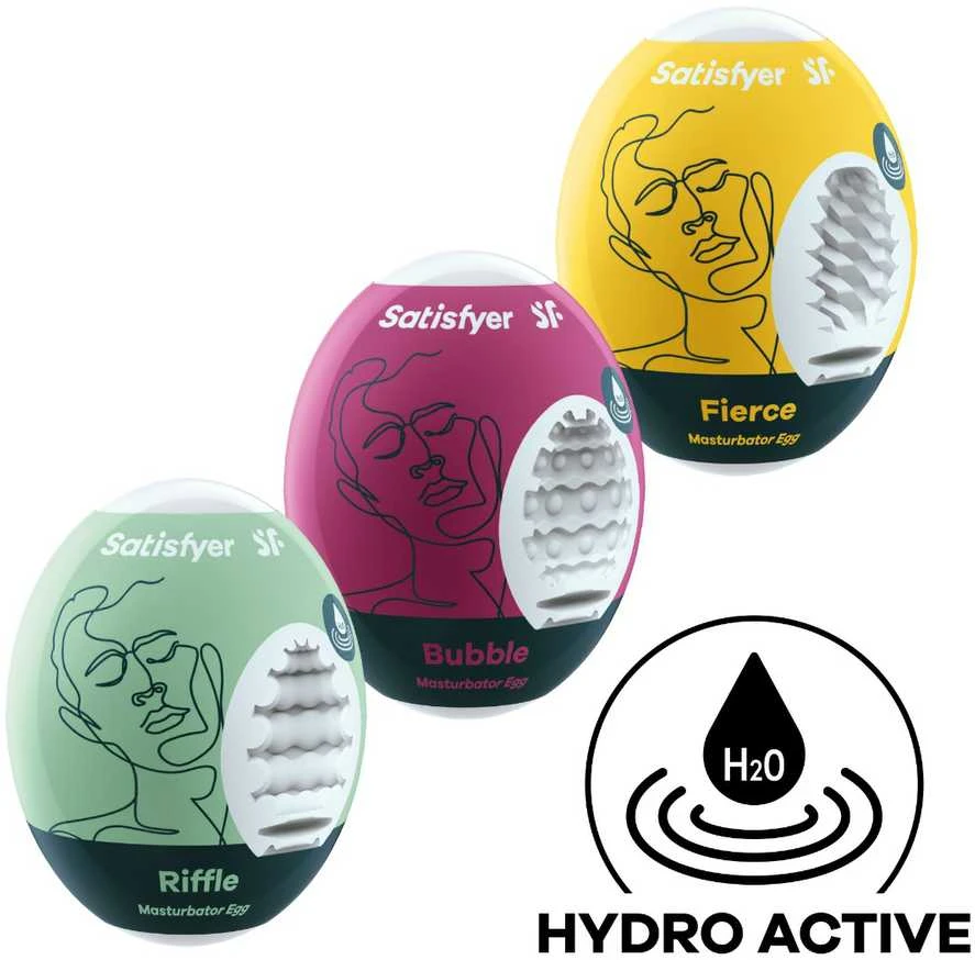 Satisfyer Masturbatorių kiaušinių rinkinys (3 vnt.) - riffle, bubble, fierce