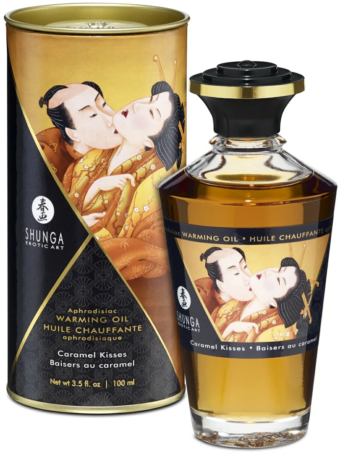 Shunga - Afrodiziako šildantis aliejus „Karamelės bučiniai“ 100 ml
