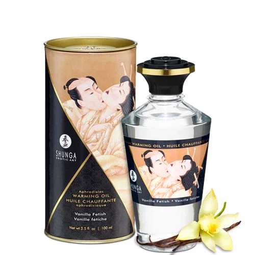 Shunga - Afrodiziako šildantis aliejus su vanile, fetišas, 100 ml