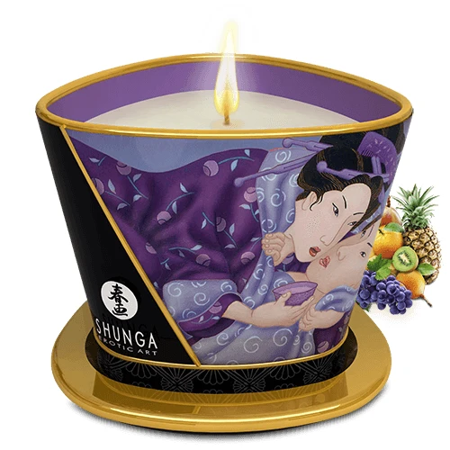 „Shunga Shunga“ masažinė žvakė su egzotiniais vaisiais, 170 ml