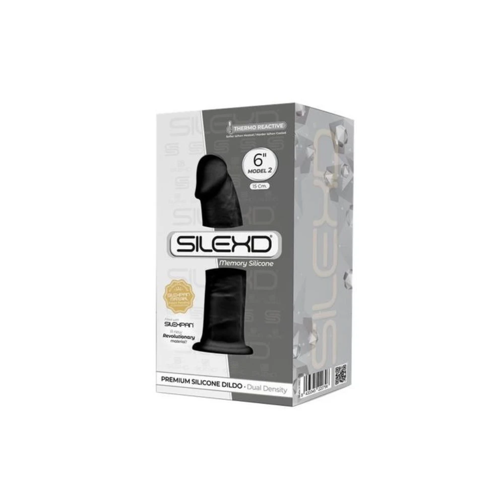 Silexd Juoda dildo su storu koteliu ir siurbtuku, 17 cm