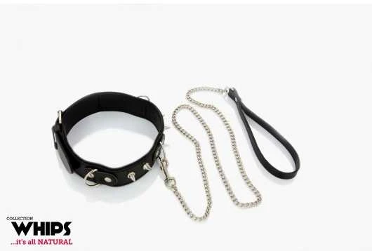 Whips Collections Rinkinys pavadėlio apykaklė natūralios odos smeigės botagai