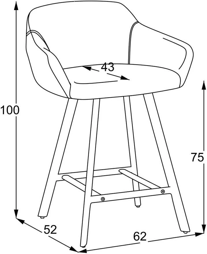 Pusbario kėdė Mey / Eden 7 (Stool 65), Rusva