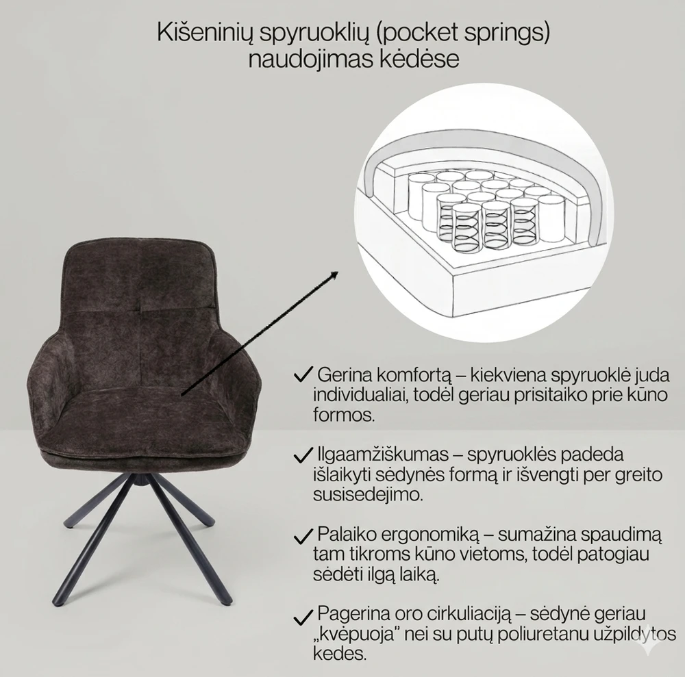 Valgomojo kėdė Burby / Judy 442, Tamsiai ruda (sukama bazė)