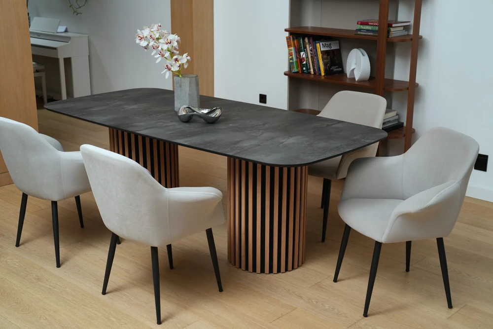 Valgomojo kėdė Pari/Anka 04-Swivel Conic KD, Šviesiai pilka
