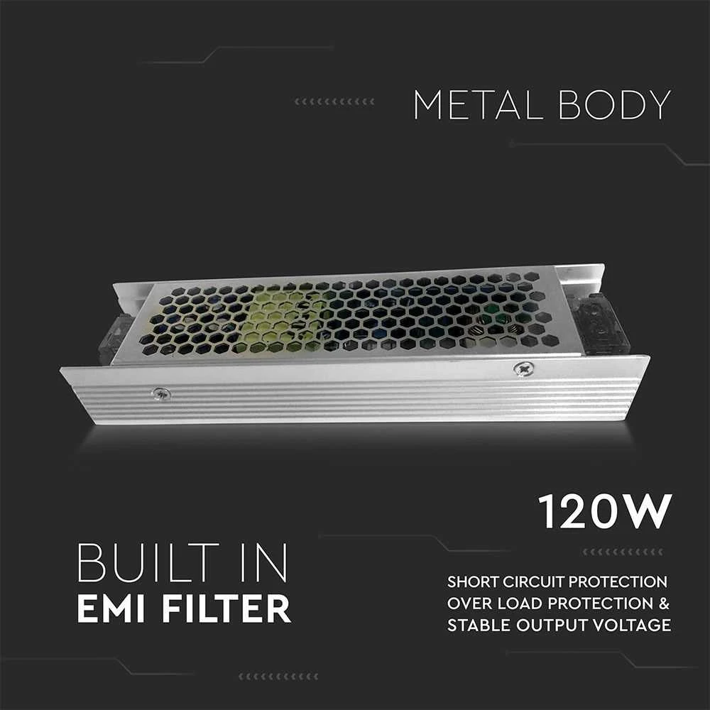 120W Maitinimo šaltinis V-TAC, 12V, 10A, metaliniu korpusu, IP20