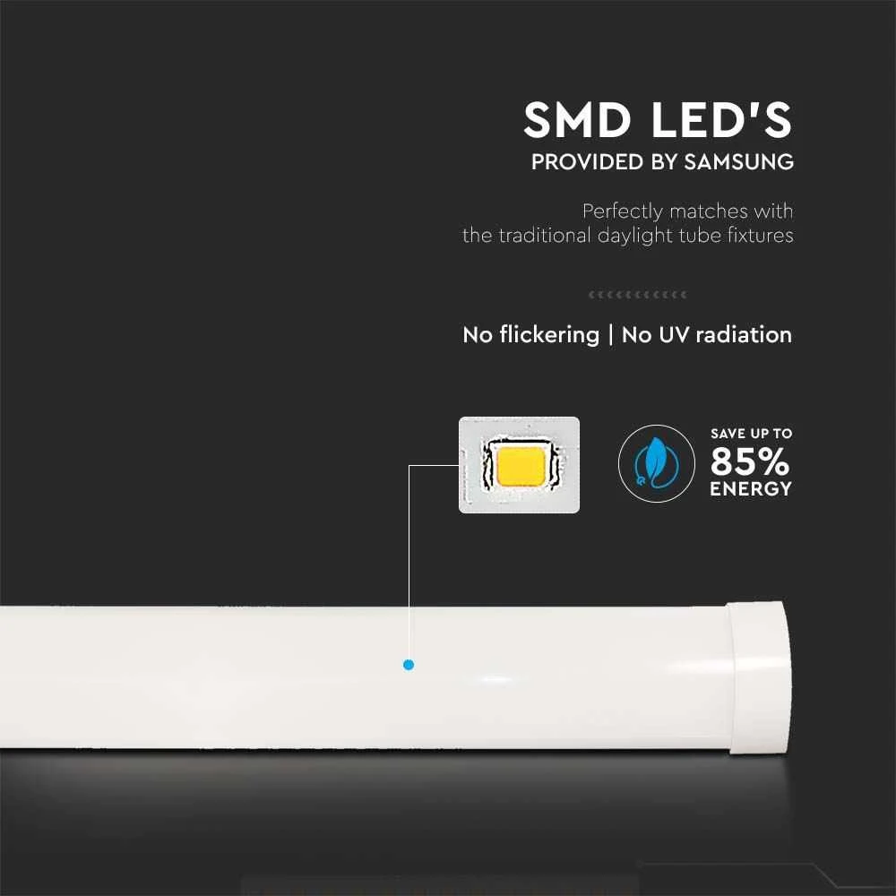 Lubinis šviestuvas 40W linijinis šviestuvas V-TAC, baltas, 6500K, 120cm, SAMSUNG LED chip