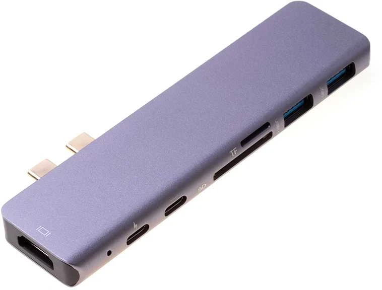 Adapteris 7-in-1 HUB USB-C HDMI 4K SD MacBook Pro / Air - Pilkas