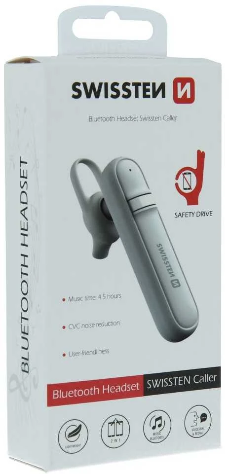 Swissten Bluetooth ausinės pokalbiams Caller - baltos