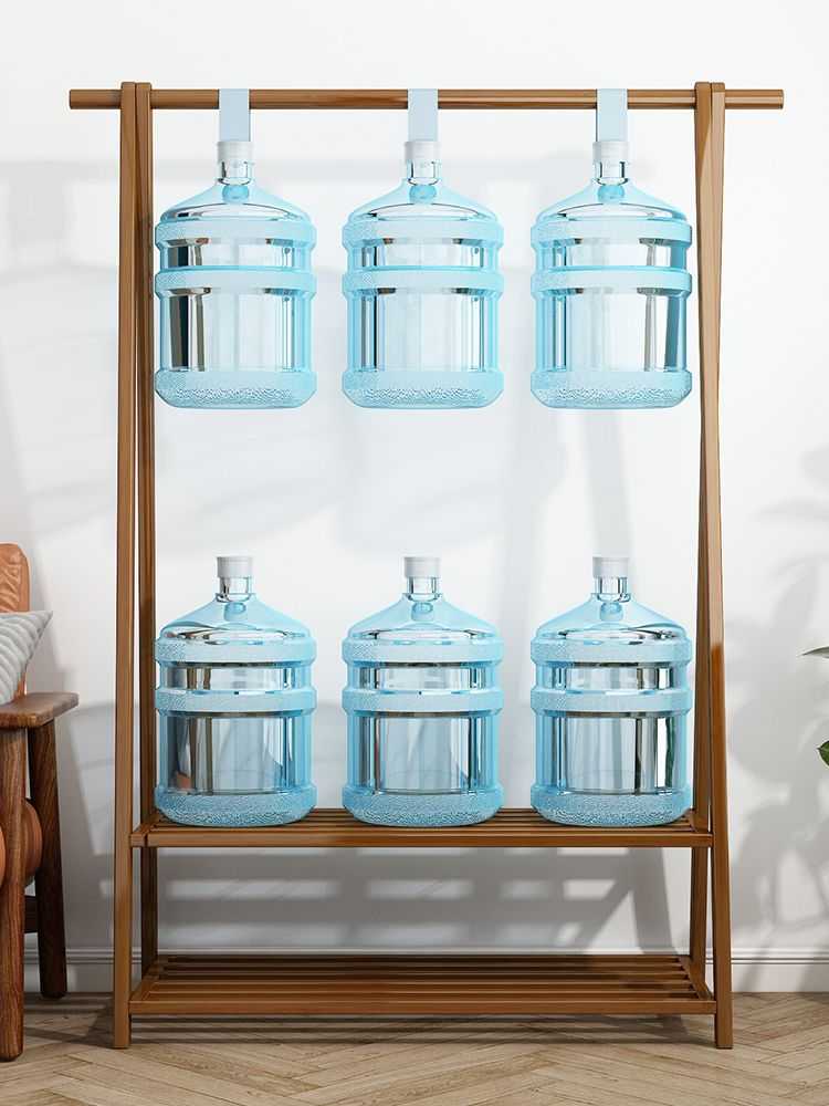 Bambukinis stovas rūbams ir 2 lygiais lentynų, ilgis 116 cm