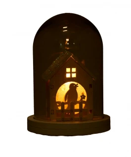 Kalėdinis Namelis LED Stikle – Baltas