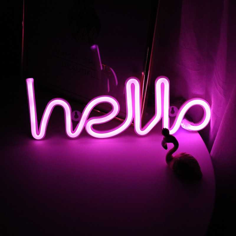 LED Neon dekoratyvinė lempa - hello 2, energiją taupanti