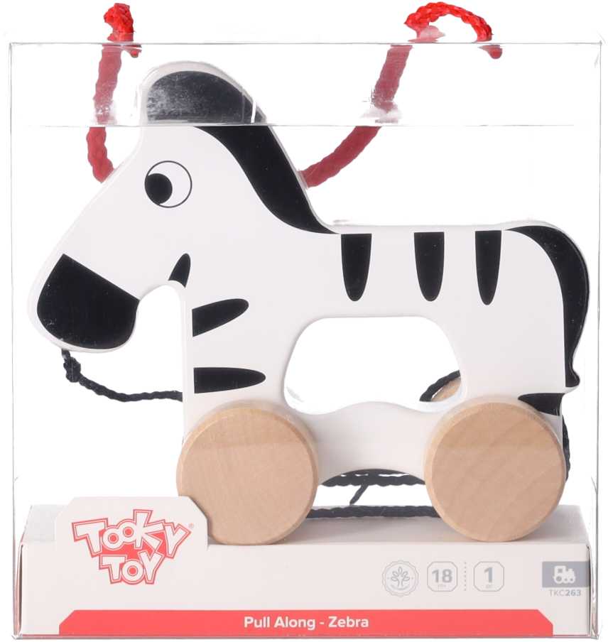 Tooky Toy Medieninė traukiama zebra su virvele