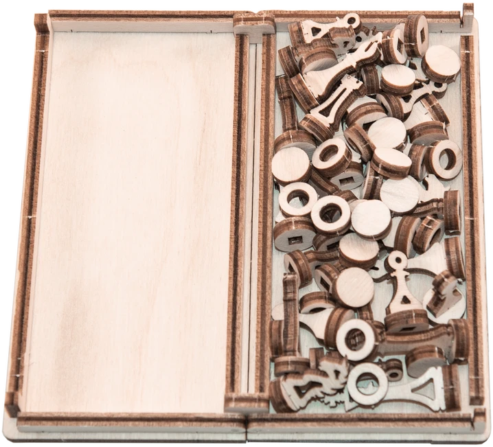 Wooden City MEDINIS 3D Dėlionė - ŠACHMATŲ IR VAIKŲ ŽAIDIMAS 2in1