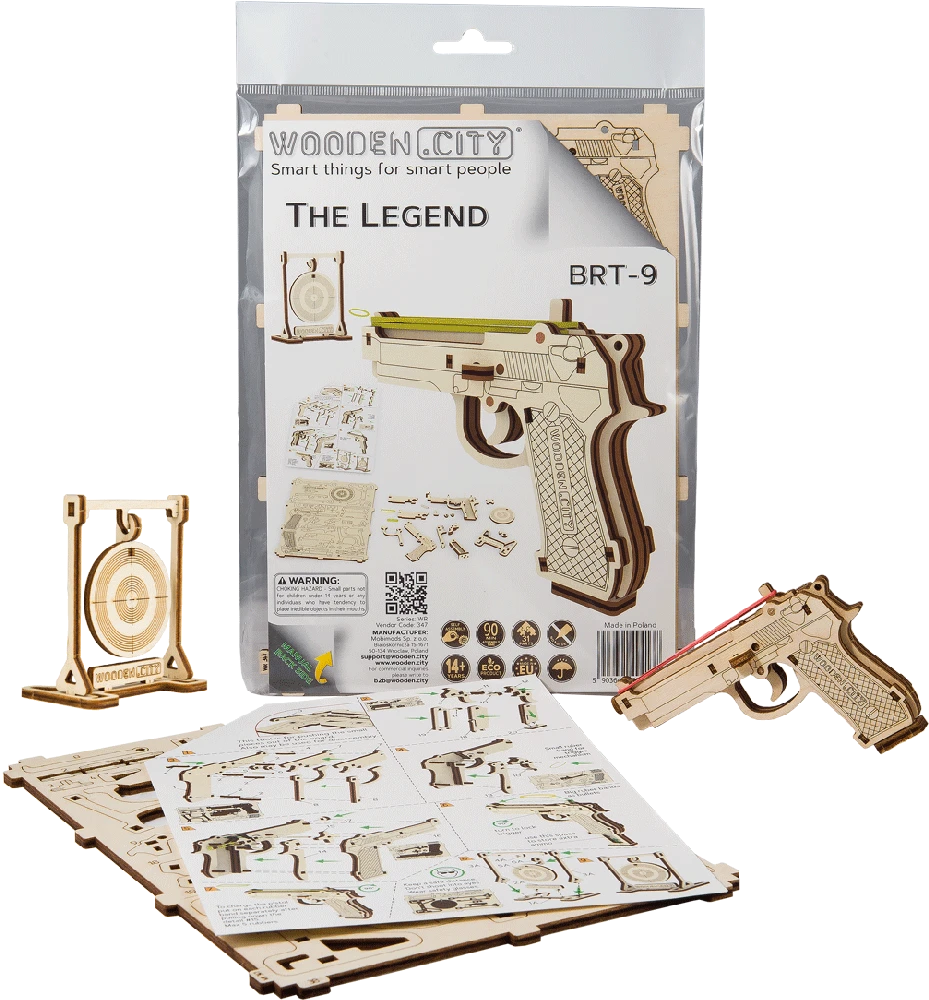 woodencity WOODEN CITY 3D Mediniai Dėlionės BRT-9 Pistoletas