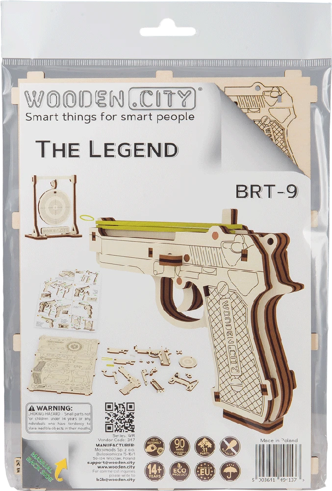 woodencity WOODEN CITY 3D Mediniai Dėlionės BRT-9 Pistoletas
