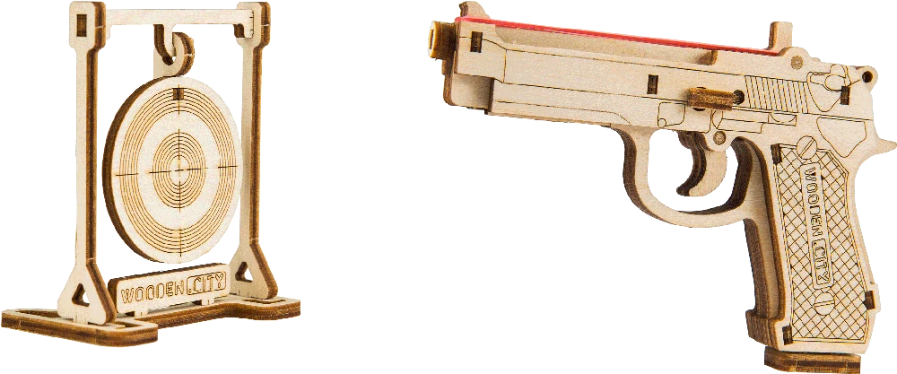 woodencity WOODEN CITY 3D Mediniai Dėlionės BRT-9 Pistoletas