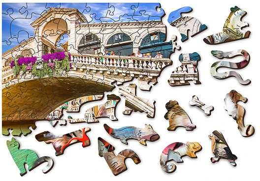 Dėlionė WOODEN CITY Medinis Puzzle su Figūrom - Katės Venecijoje 75 dalys