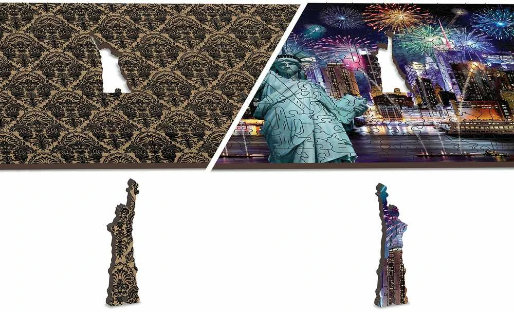 Dėlionė WOODEN CITY Medinės Puzzle – Naujoji Yorkas Naktį XL, 1000 elementų
