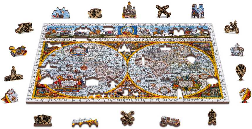 Dėlionė Wooden city Mediniai galvosūkiai su figūrėlėmis - žemėlapis „Nova Senovės terrarumas“, 505 elementai