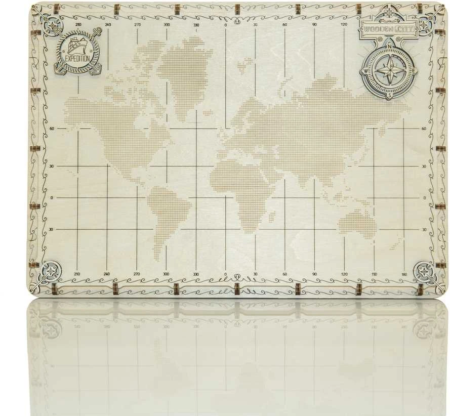 Dėlionė WOODEN CITY Medinė Pasaulio Žemėlapio Modelis (plytelėmis)