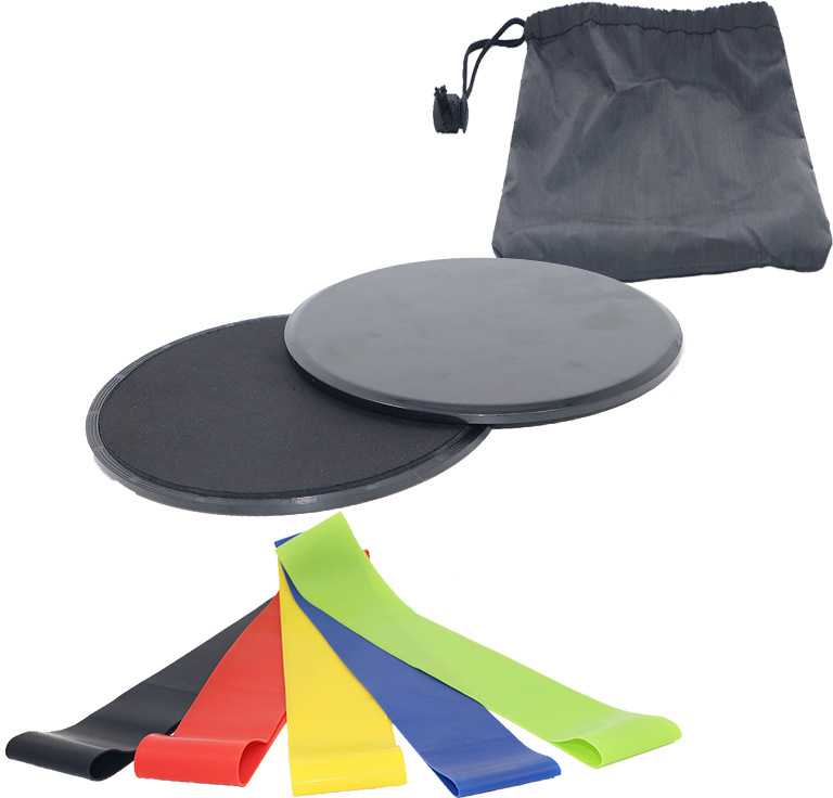 Slidinkite diską + 5 vnt, skirtos mankštos dantenai - juoda