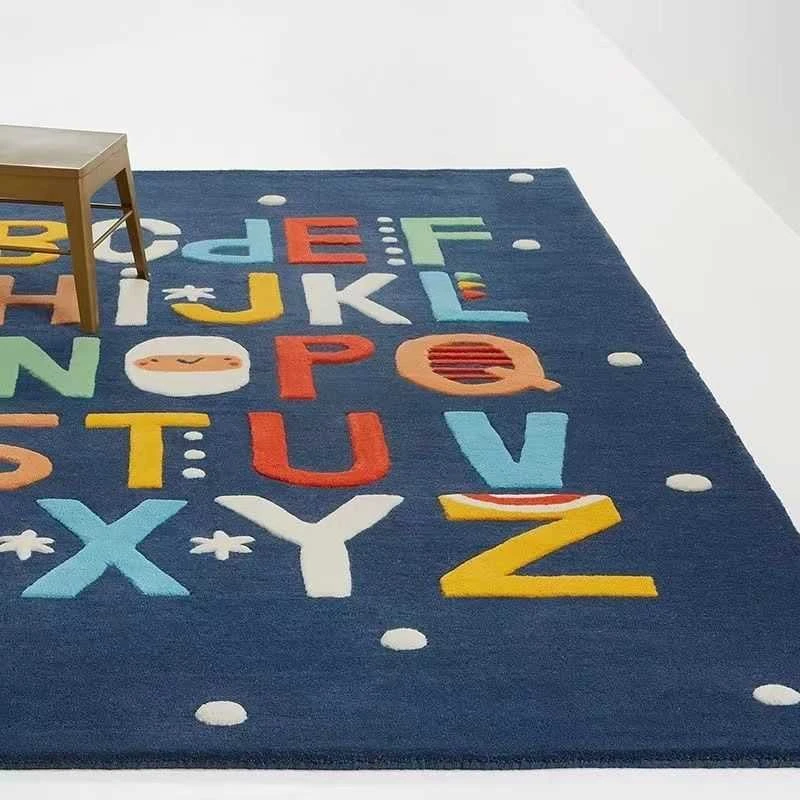 Kilimas, vaikų kūdikiams, 140 x 80 cm, Alphabet, tamsiai mėlynas