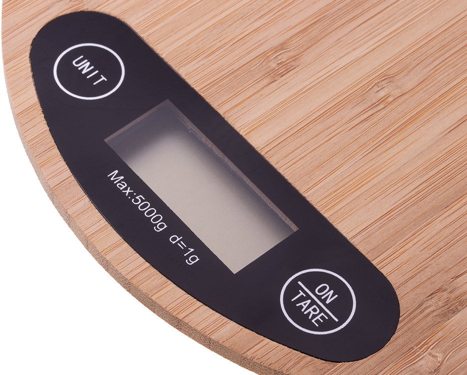 Virtuvinės svarstyklės Elektroninė medinė virtuvės skalė 5kg bambuko