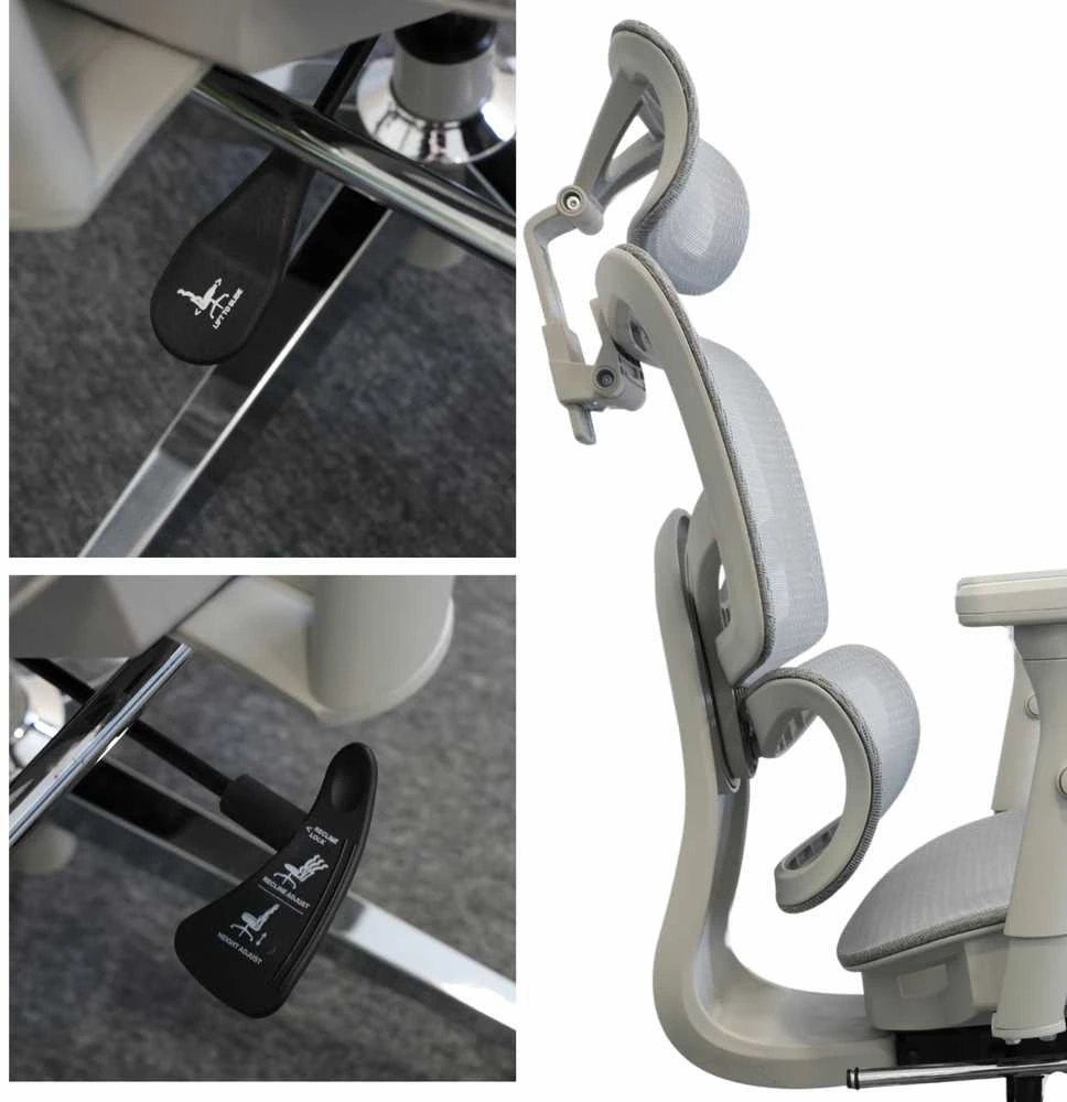 Ergonominė reguliuojama tinklinė kėdė - Pilka
