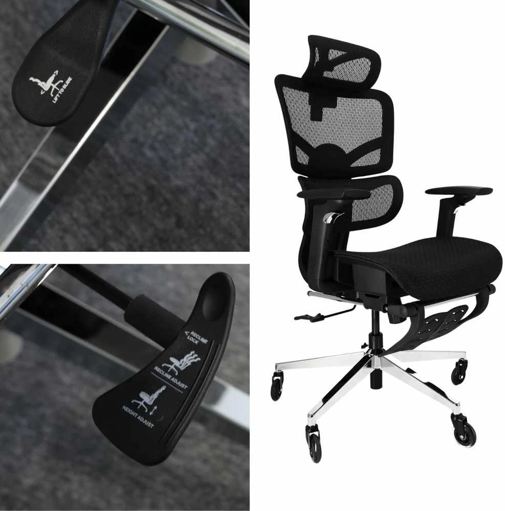 Ergonomiška Reguliuojama Tinklinė Biuro Kėdė - Juoda