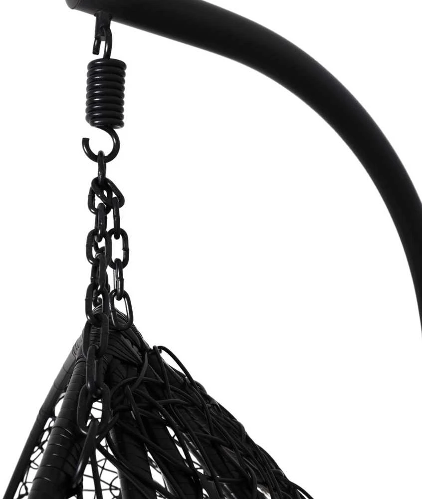 Hanging Cocoon Chair - Juodas su Bežiniu Pagalviu