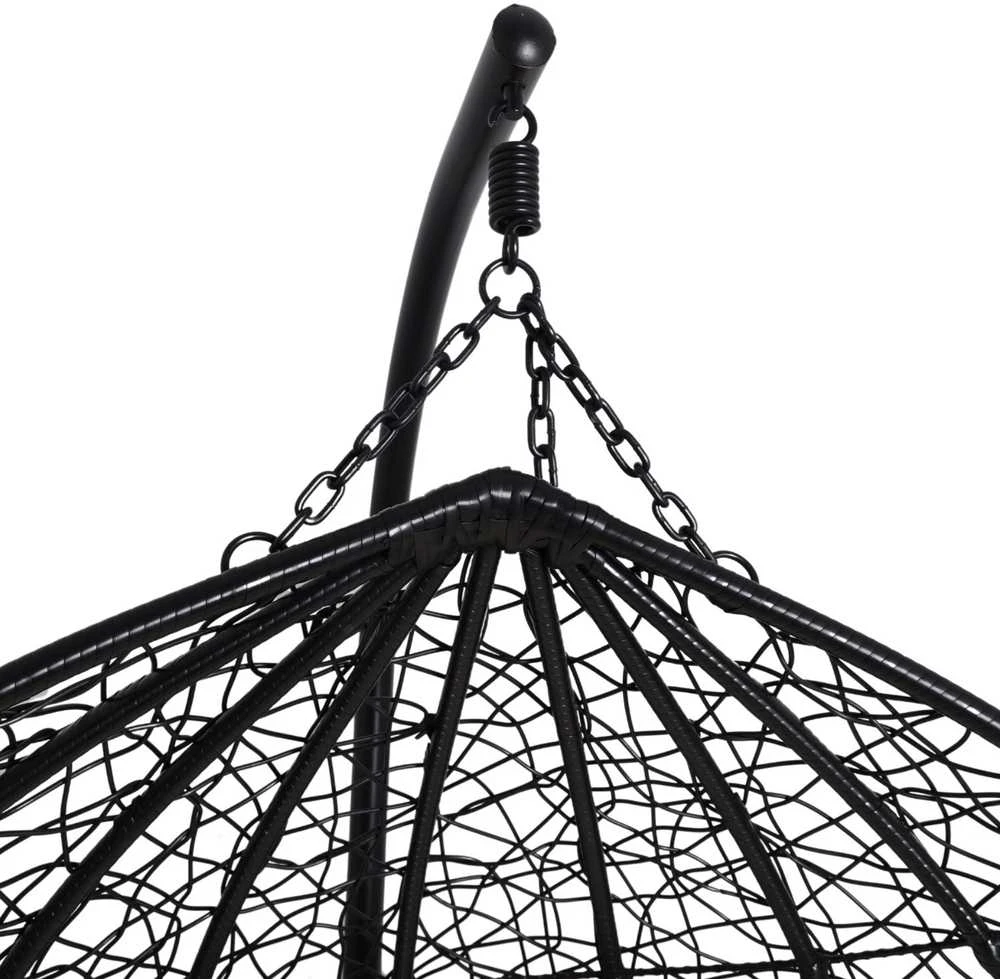 Hanging Cocoon Chair - Juodas su Bežiniu Pagalviu
