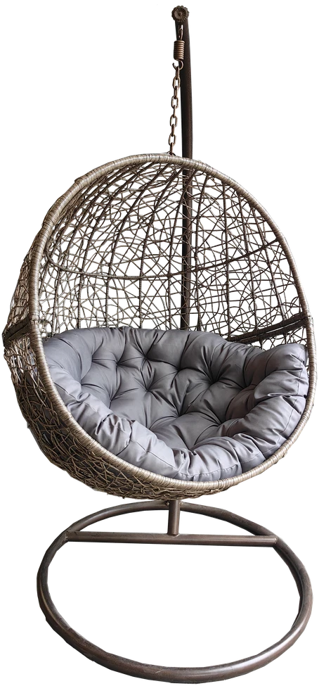Hanging Cocoon Kėdė su Stovu – Ruda (Pilkas Pagalvė)