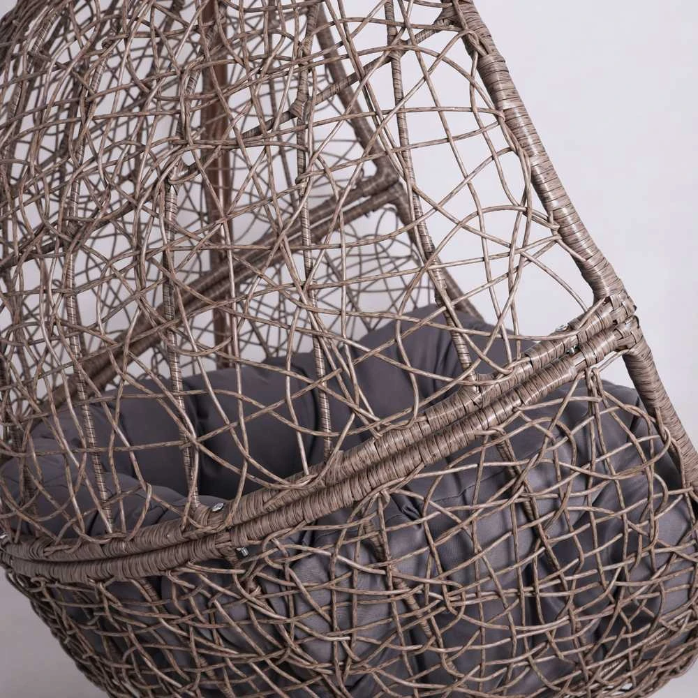 Hanging Cocoon Kėdė su Stovu – Ruda (Pilkas Pagalvė)