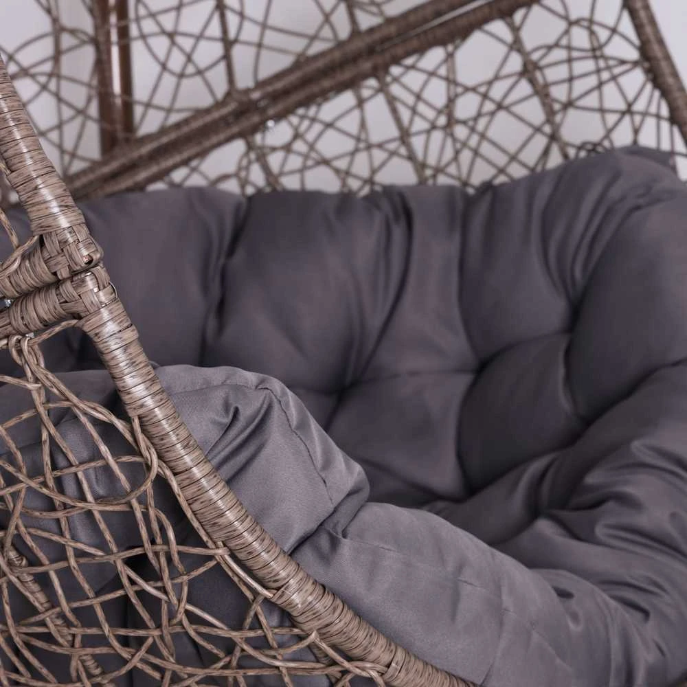 Hanging Cocoon Kėdė su Stovu – Ruda (Pilkas Pagalvė)