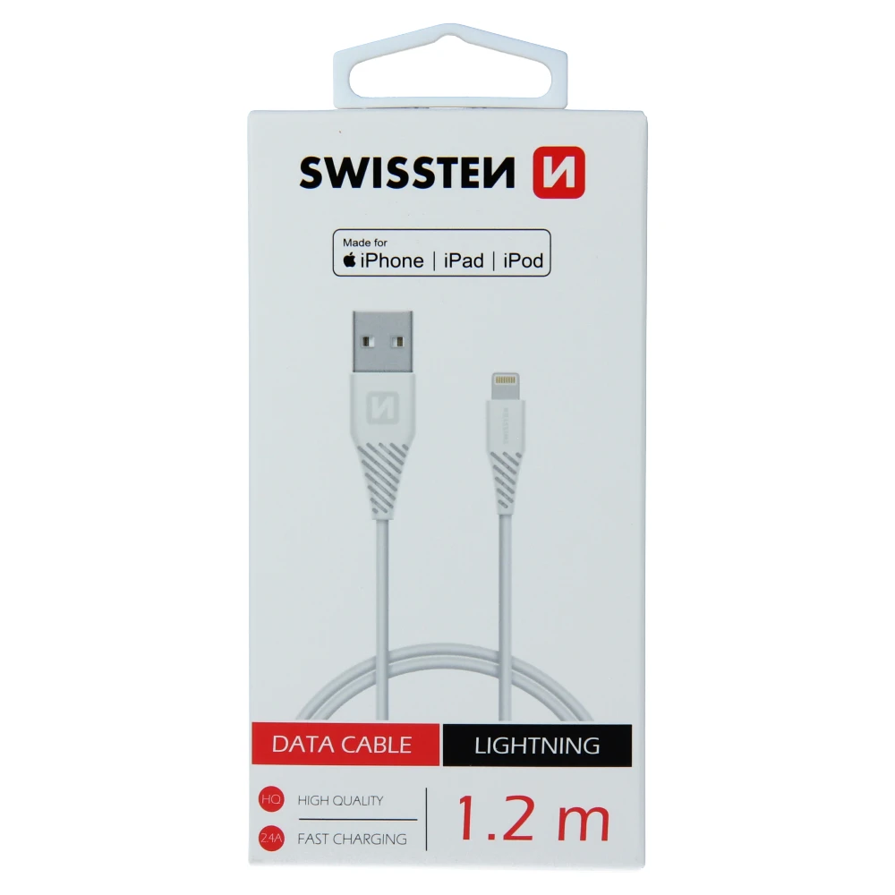Swissten USB Lightning kabelis MFI 1.2 m baltas