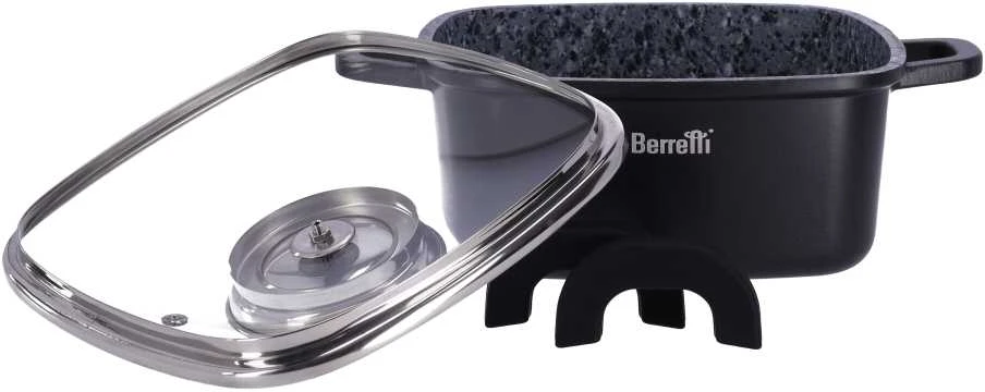 Berretti kvadratinis puodas su stikline dangčio 20x20x8 cm