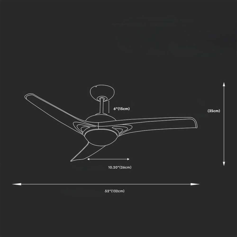 Lubinis šviestuvas V-tac 35W lubų ventiliaturius su 15W LED šviestuvu, baltas, su nuotolinio valdymo galimybe