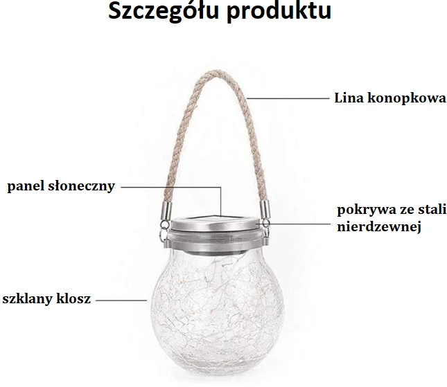 Solarinė sodo lemputė LED - Dydis L, Balta šviesa