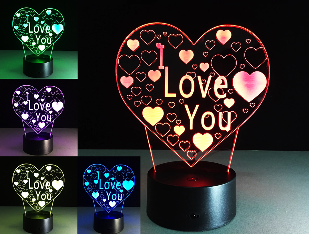 3D LED naktinė lemputė "AŠ TAVE MYLIU" mažoji