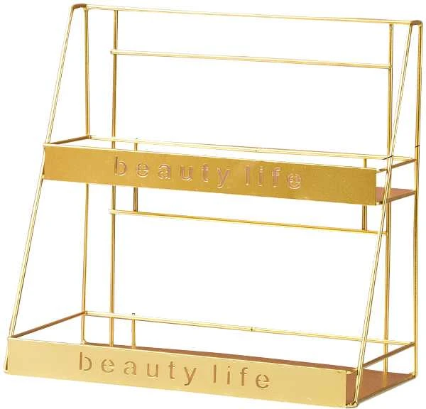 BEAUTY LIFE Kosmetikos Pusiau Dviejų Lygių Metalinė Lentyna - Auksinė