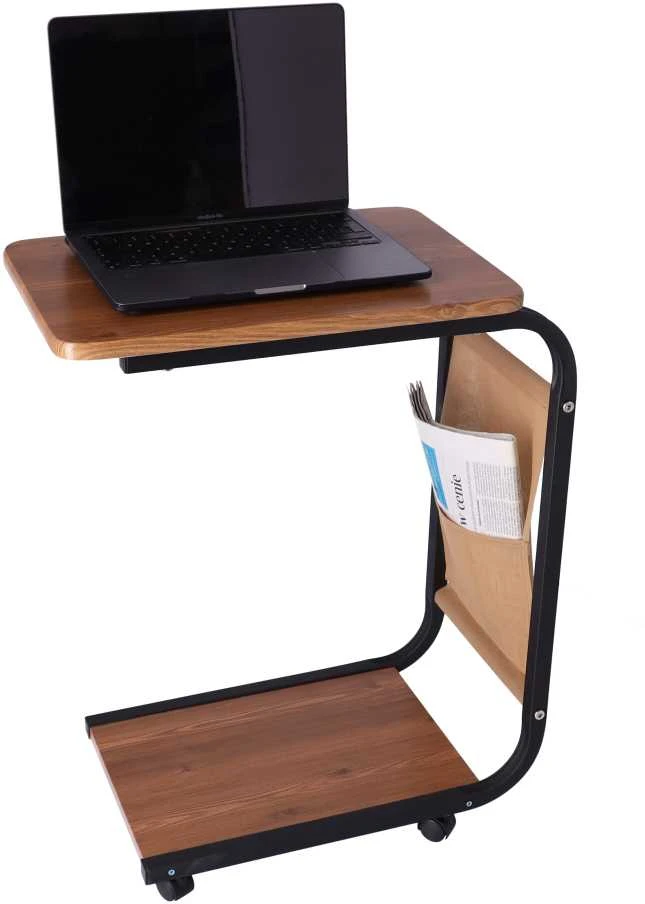 Mobilus kavos staliukas su ratukais - tamsus
