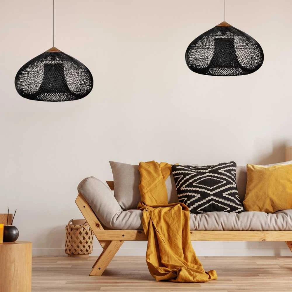 Pakabinamas šviestuvas Natūrali pakabinta lempa iš rotango - 40 cm - Juoda